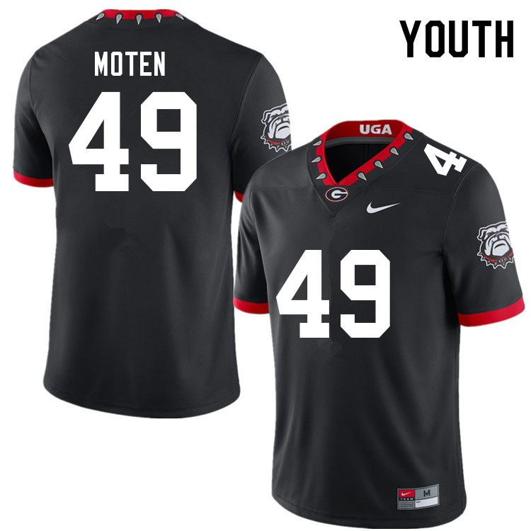 Georgia Bulldogs Youth Jamier Moten #49 Black 2022 100th Anniversary Stitched College UGA Football Jersey 23EK010BJ